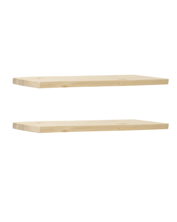 Pack 2 massive Holzschwimmregale Naturfinish in verschiedenen Größen.