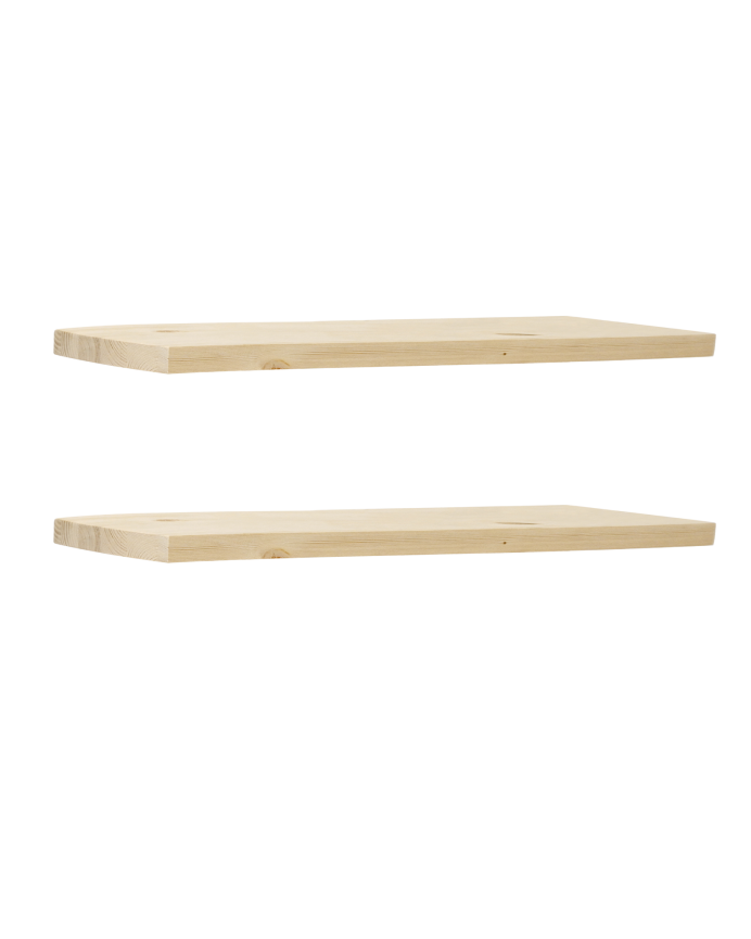 Pack 2 massive Holzschwimmregale Naturfinish in verschiedenen Größen.