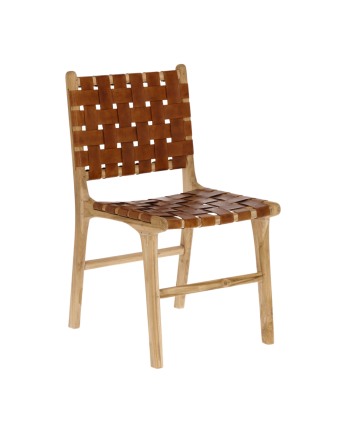 Stühle aus Leder und Teakholz 80x46cm hergestellt.