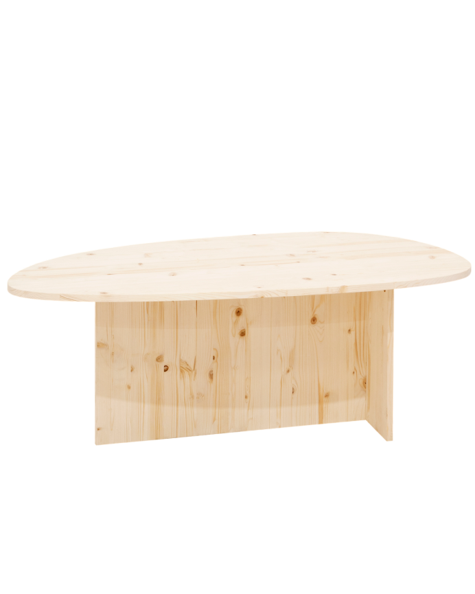 Massiver Holz-Couchtisch in natürlicher Farbe von 129 cm