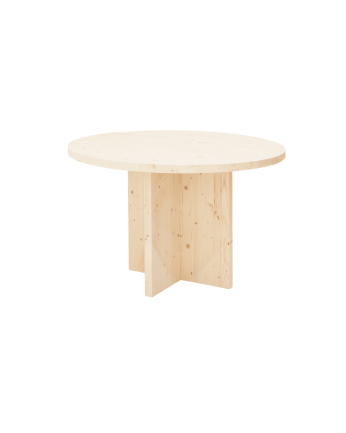Runder massiver Holzesstisch in naturfarbenem Ø110 Esszimmer-Tisch
