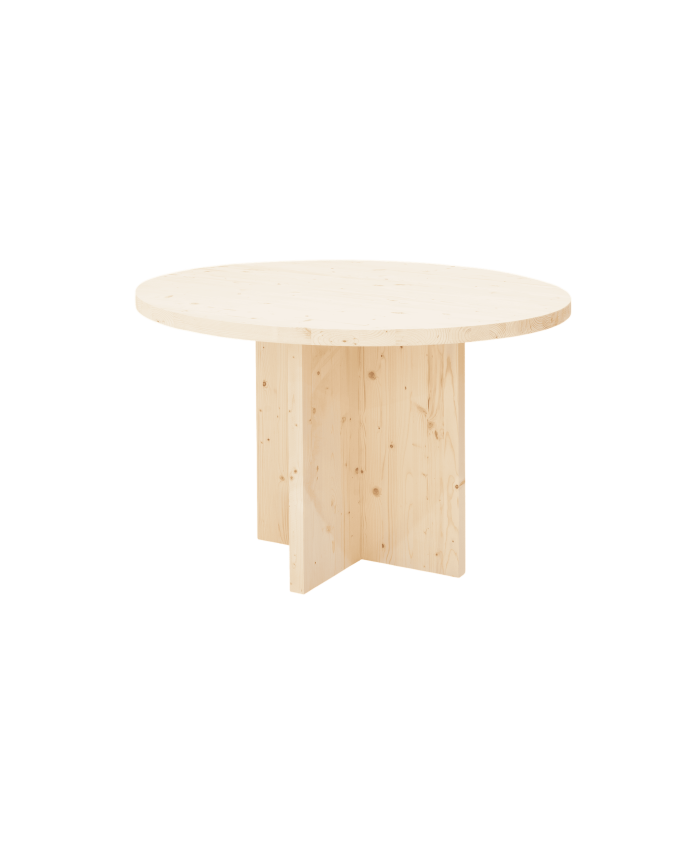 Runder massiver Holzesstisch in naturfarbenem Ø110 Esszimmer-Tisch