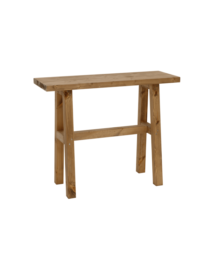 Massivholzkonsole in dunklem Eichenholzton von 100x80cm.