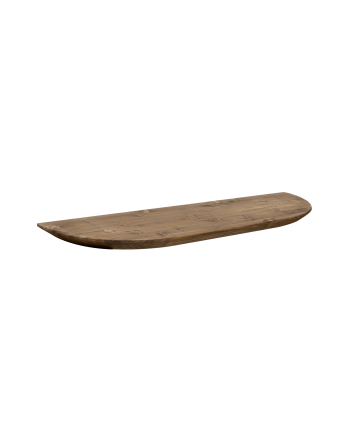 Eingangskonsole aus massivem Holz in dunklem Eichenholzton, rund, 100 cm lang.