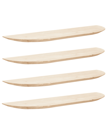 Verpacken Sie 4 runde schwebende Regale aus massivem Naturholz in verschiedenen Größen.