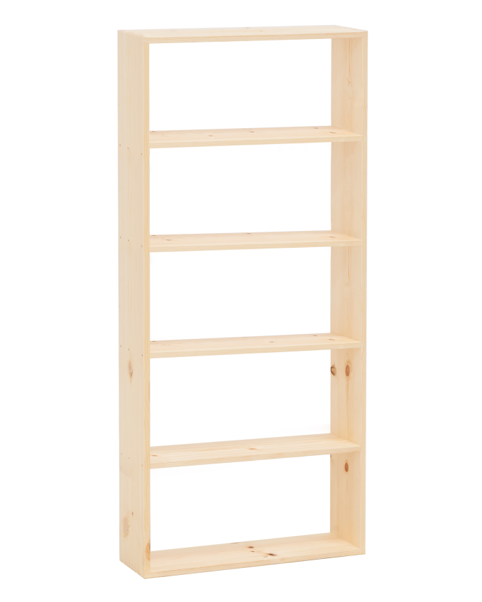 Holzregal aus Massivholz in natürlicher Farbe mit 4 Regalböden
