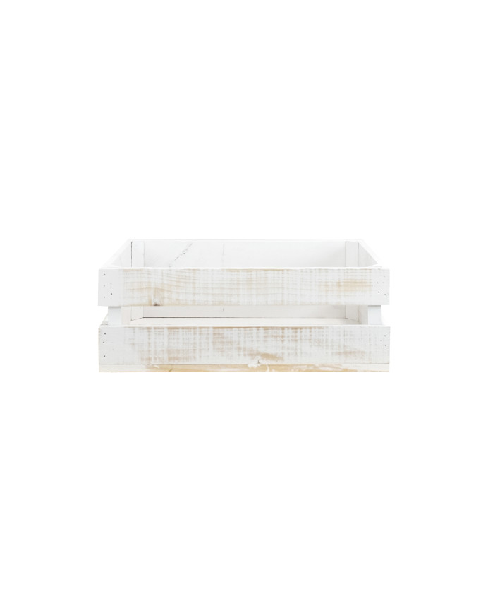 Caja de madera maciza decapada mediana