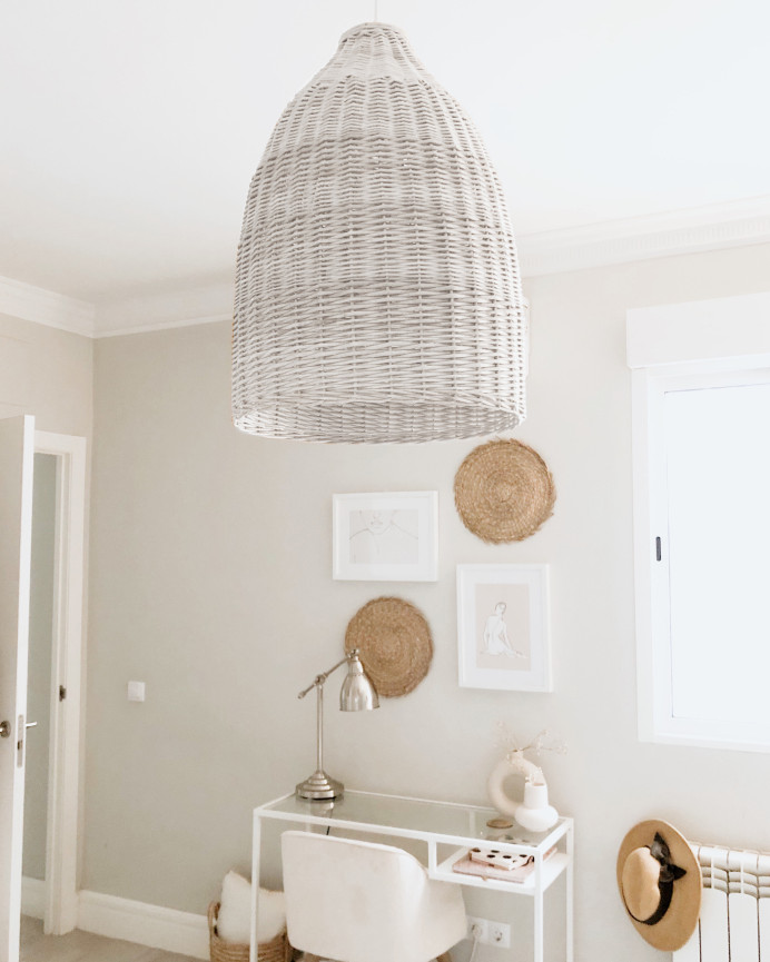 Wicker Deckenlampe in weißem Farbton, 65x45cm.