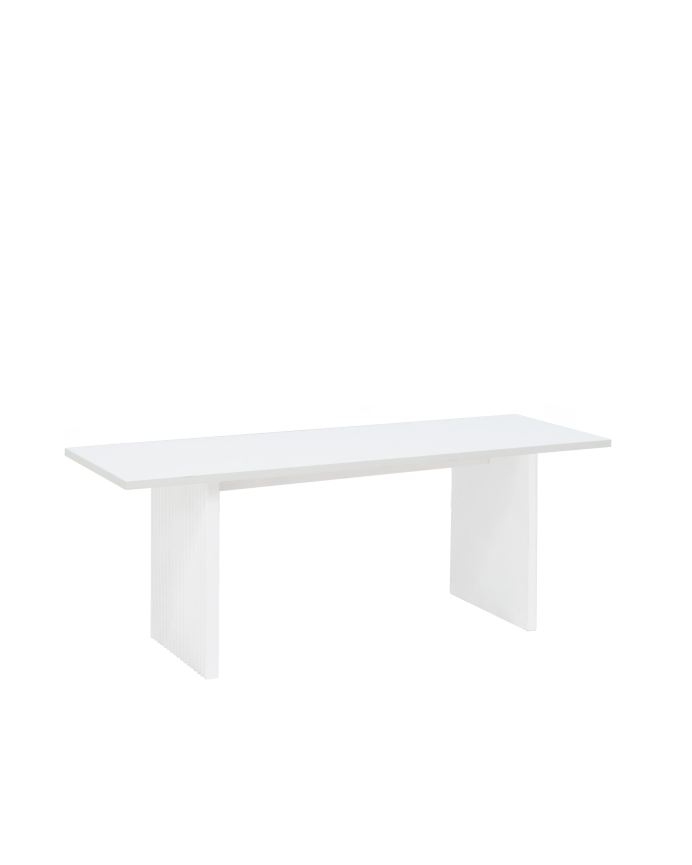Massiver Holztisch in Weiß mit einer Länge von 120 cm.