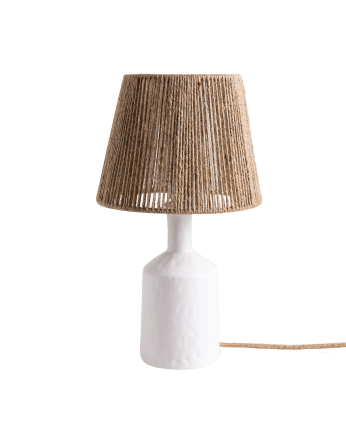 Tischlampe aus Keramik und Lampenschirm aus Hanfkordel, 46x27cm