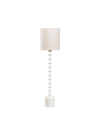 Stehlampe aus Metall und Lampenschirm aus Leinenstoff, 161x40cm.