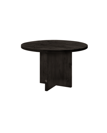 Runder Massivholzesstisch in Schwarz mit Ø110cm für das Esszimmer.