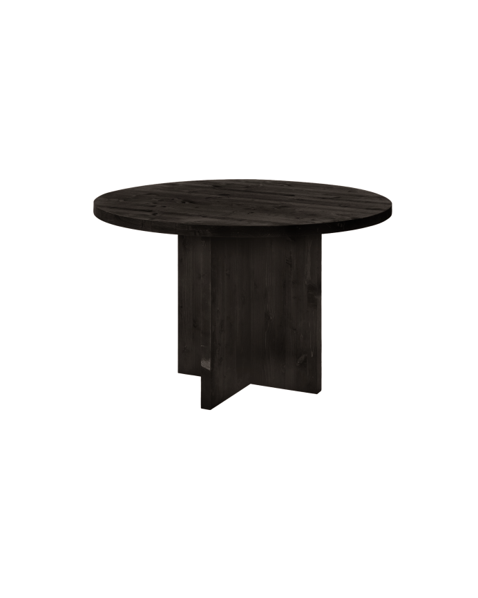 Runder Massivholzesstisch in Schwarz mit Ø110cm für das Esszimmer.