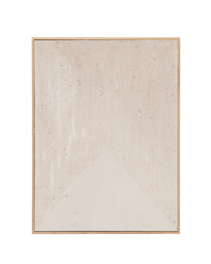 Dekoratives beiges Gemälde auf Leinwand mit handbemaltem Holzrahmen, das mit Ölfarbe in verschiedenen Größen gemalt ist.