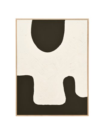 Dekorative schwarz-weiße Malerei auf Baumwolle mit Holzrahmen, handgemalt mit Ölfarbe in verschiedenen Größen.