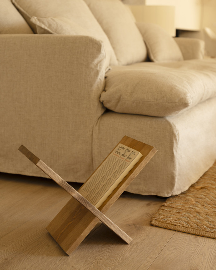 Revistero de madera maciza en tono roble oscuro de 30x40cm