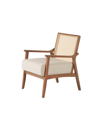 Massiver HolzsessEl mit Schaum- und Faserpolsterung in Nussbaum-Finish, 78x68cm.