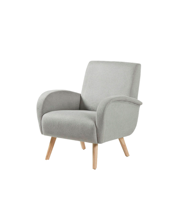 Massiver Holzstuhl mit Sitz aus Schaumstoff und Fasern in Grau, 75x74cm