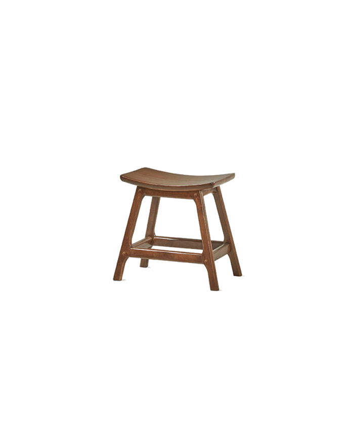 Pack mit 2 massiven Holzhockern in Nussbaumfarbe, 45 cm.