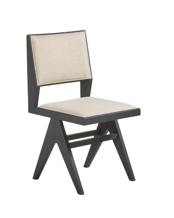 Massiver Holzstuhl mit schwarzem gepolstertem Sitz von 88 cm.