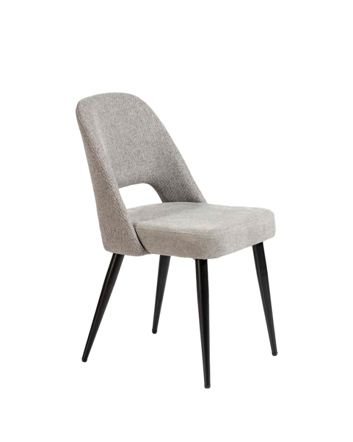 Stoffstuhl in Grau mit schwarzen Metallbeinen von 84 cm