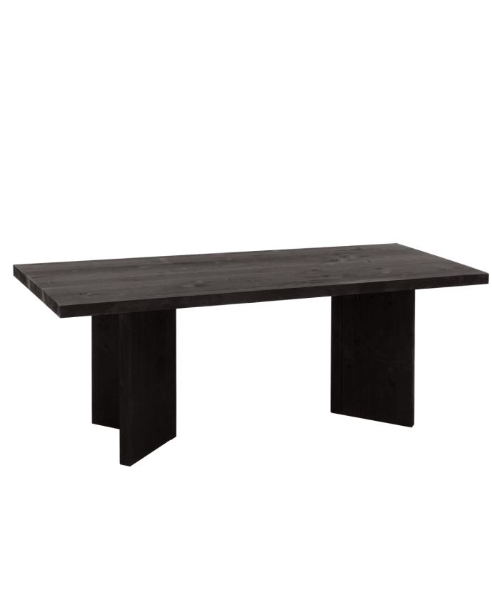 Massiver Couchtisch aus schwarzem Holz in den Maßen 120x55 cm.