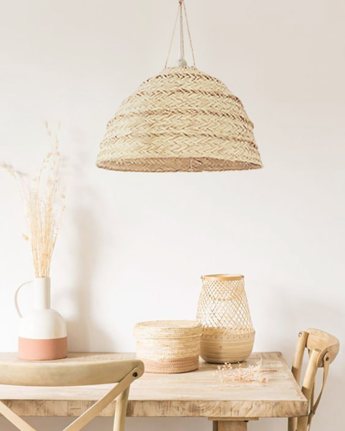 Runde Deckenlampe aus naturbelassenem Espartogras in verschiedenen Größen