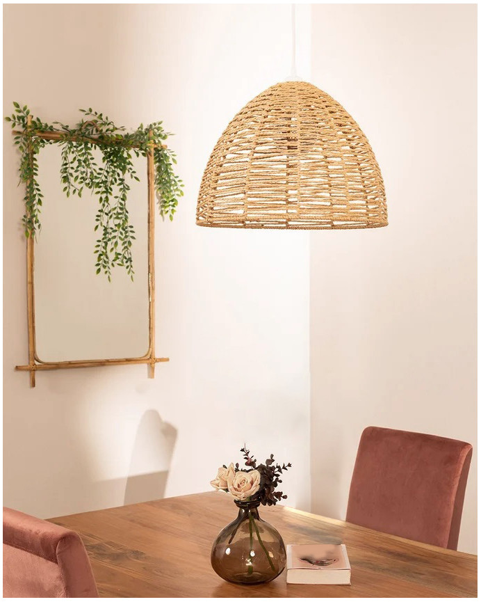 Deckenlampe aus geflochtenem Papier