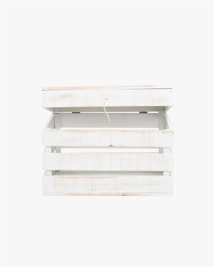 Baúl de madera maciza decapado de 39x33x30,5cm