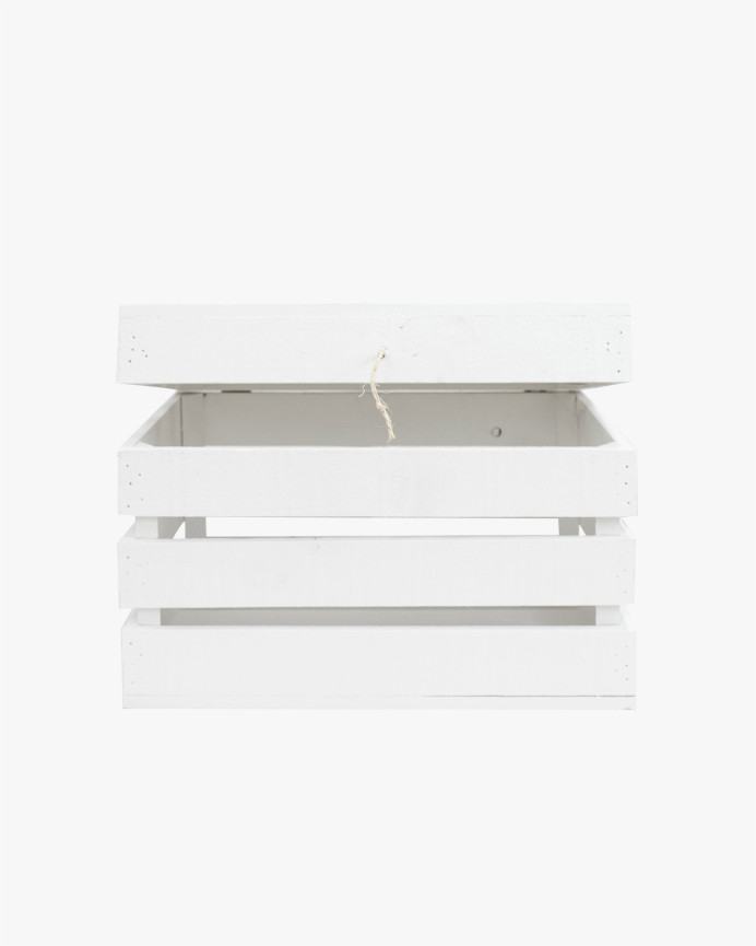 Baúl de madera maciza en tono blanco de 39x33x30,5cm