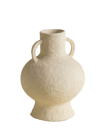 Beiger Pappmaché-Blumentopf, 26 cm.