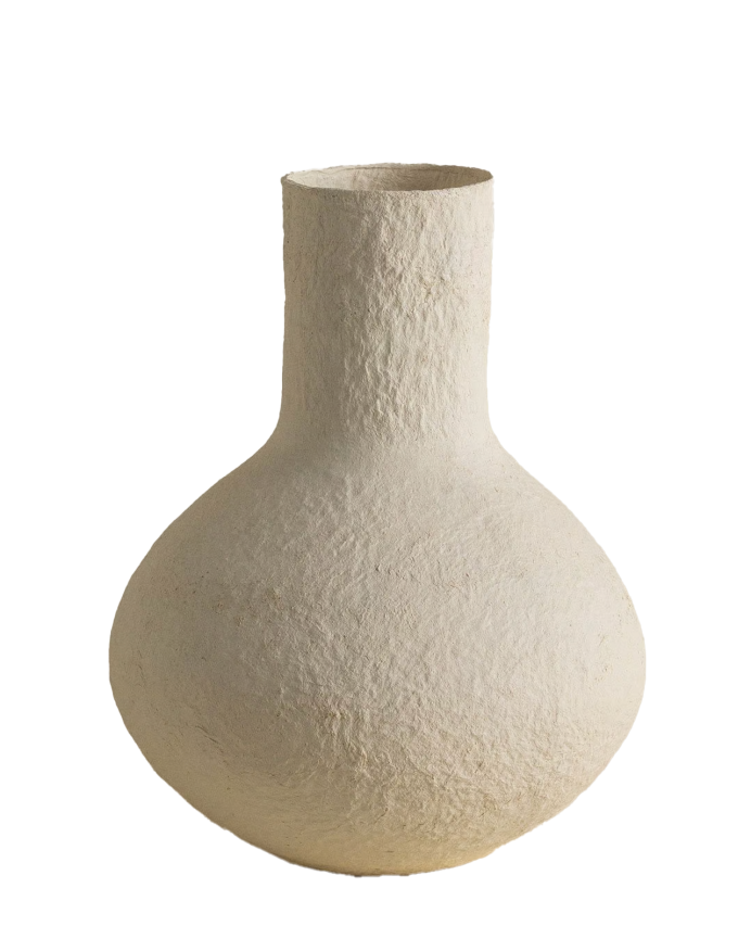 Weißer Pappmaché-Vase von 40 cm.