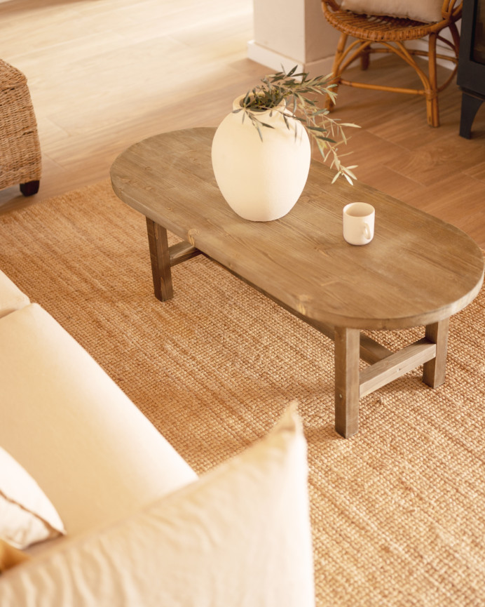 Massiver Eichholz-Couchtisch in dunkler Eiche von 120x40 cm.
