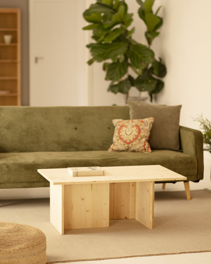 Massiver Couchtisch aus Naturholz, 40x100cm