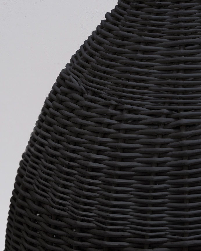 Deckenleuchte aus schwarzer Rattanlampe, 65x45cm.