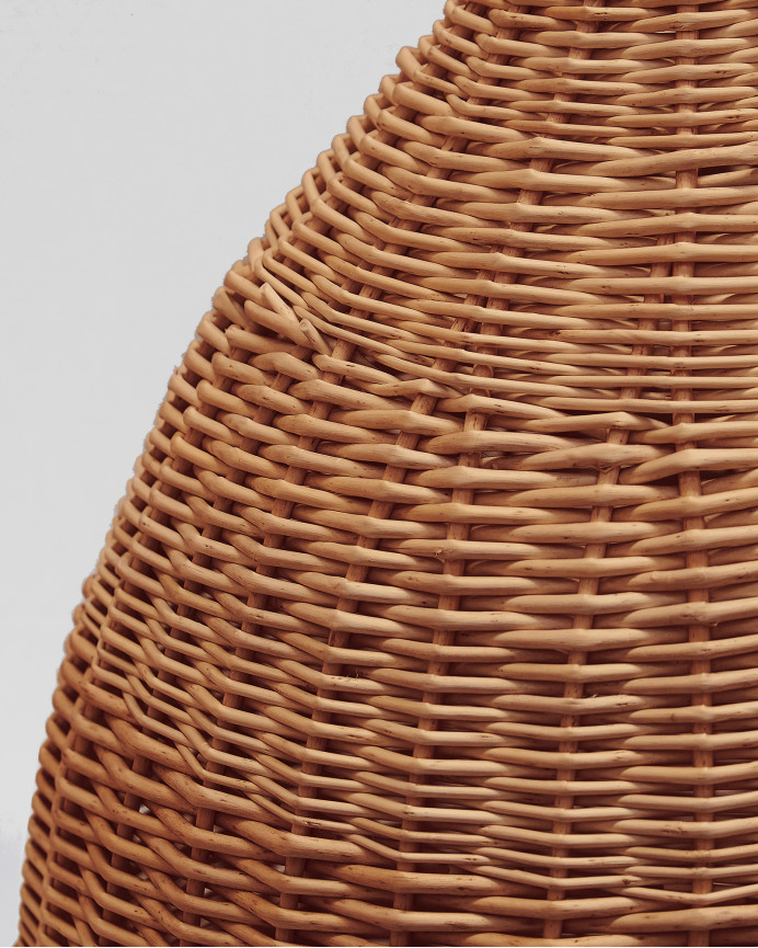 Deckenleuchte aus Kupfer geflochtenem Weidenkorb, 65x45cm.