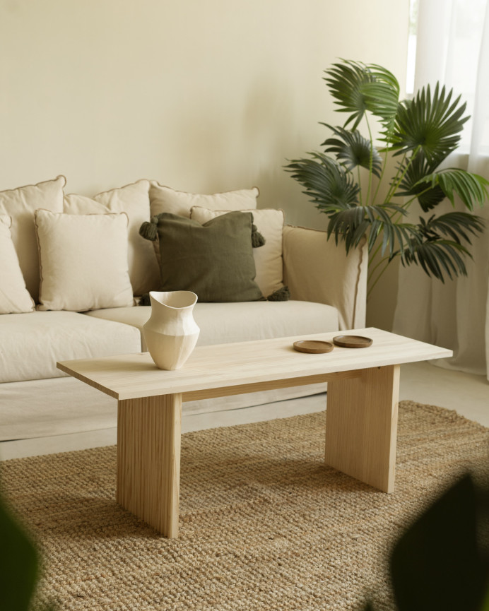 Couchtisch Aus Massivholz, 45x120cm