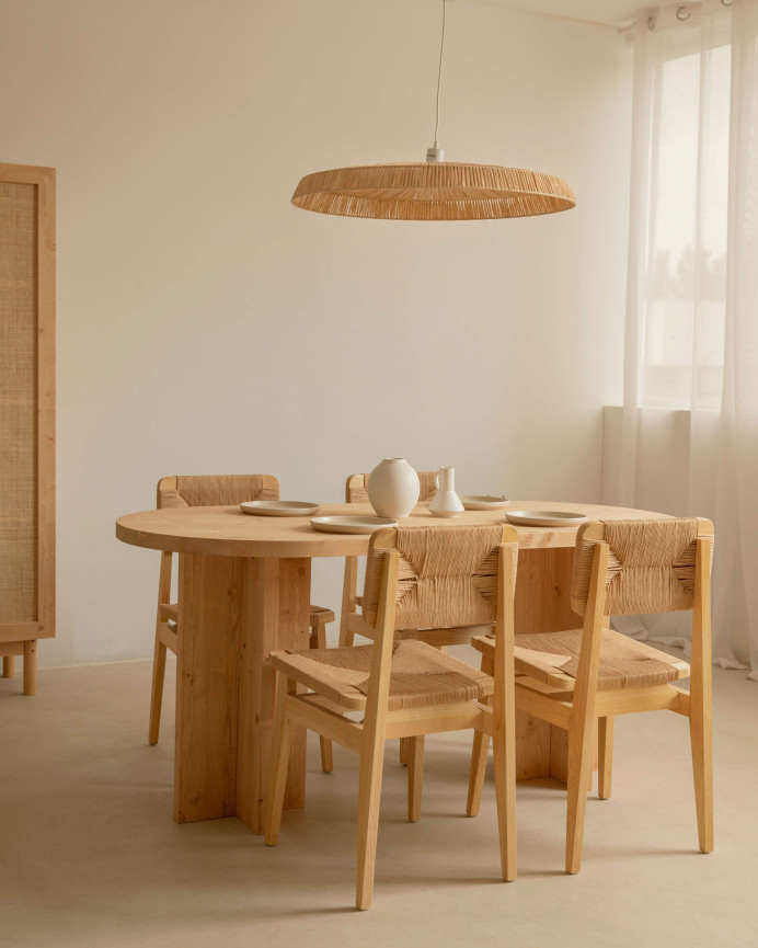 Deckenlampe aus Rattan und Eisen mit Ø74 cm