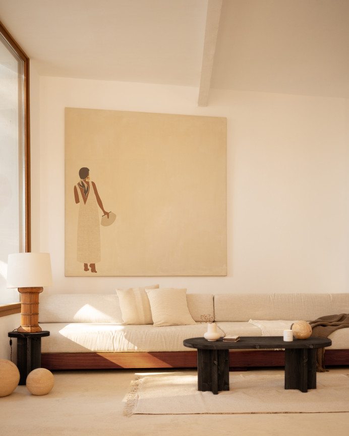 Massiver Holz-Couchtisch in Schwarz, 120x50cm.