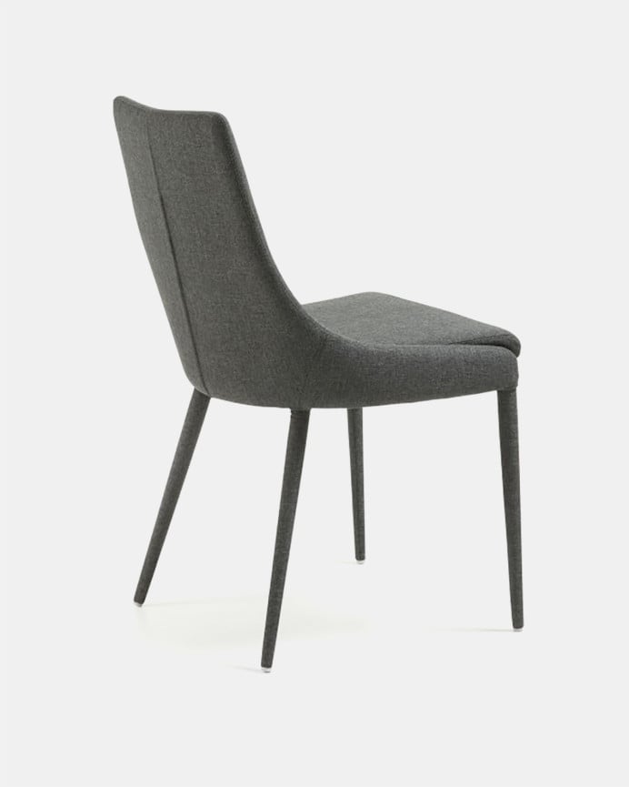 Dunkelgraue gepolsterte Stühle von 87x51cm.