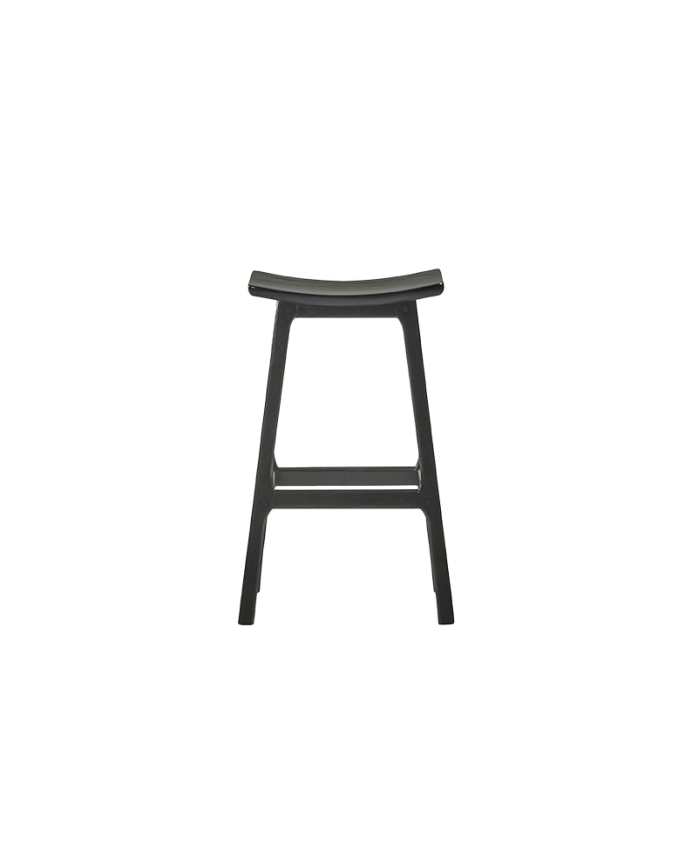 Pack mit 2 massiven Holzhockern in Schwarz 73cm lang.