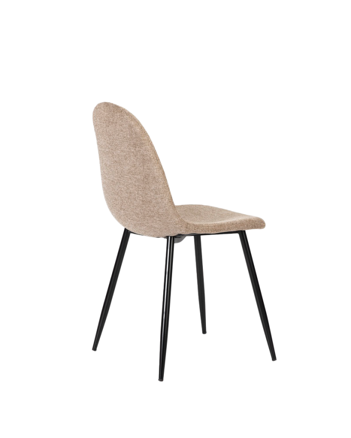 Brauner Stoffstuhl mit schwarzen Beinen von 86 cm.