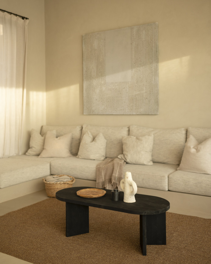Massiver schwarzer Holzcouchtisch in 120 cm Länge