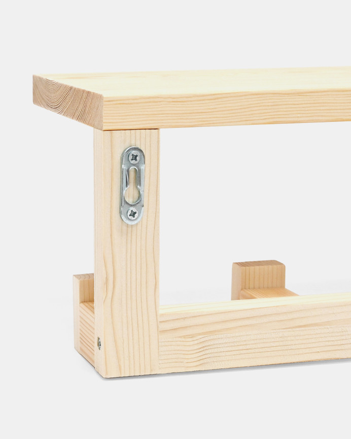 Colgador/Perchero de madera maciza con repisa tono natural de 20x50cm