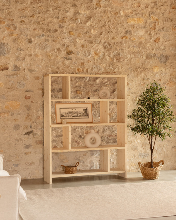 Regal aus massiver Naturholzton-Regalregal, 180x140 cm.