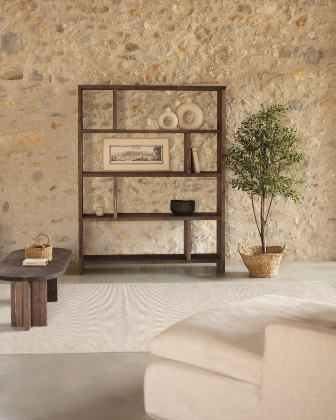 Massivholzregal in Nussbaumton 180x140cm