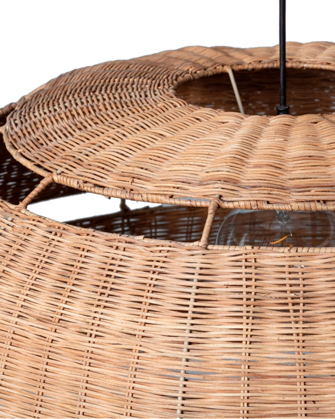 Beige Rattan-Deckenleuchte Ø80cm