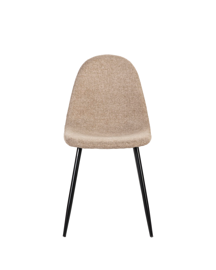 Brauner Stoffstuhl mit schwarzen Beinen von 86 cm.