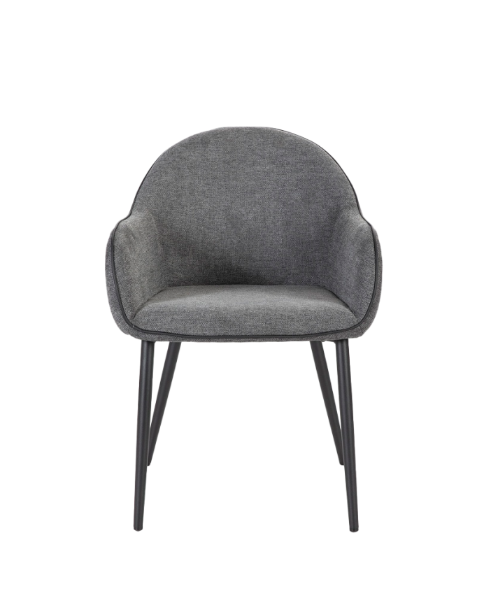 Dunkelgraues Stoffsofa mit schwarzen Metallbeinen, 83 cm lang.