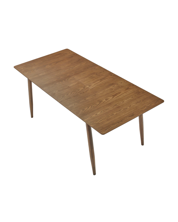 Erweiterbarer Esstisch aus dunklem Eichenholz von 150-190 cm.